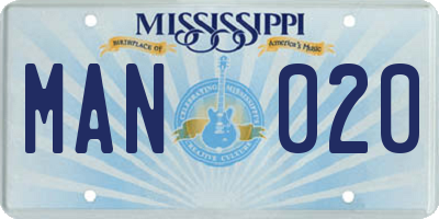MS license plate MAN020