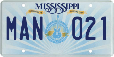 MS license plate MAN021