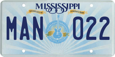 MS license plate MAN022