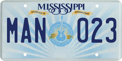 MS license plate MAN023