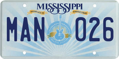 MS license plate MAN026