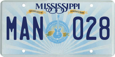 MS license plate MAN028