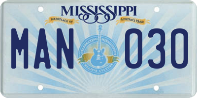 MS license plate MAN030