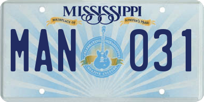 MS license plate MAN031