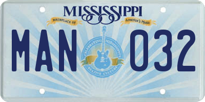 MS license plate MAN032