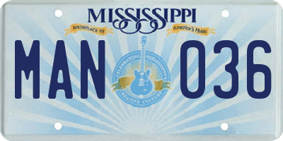 MS license plate MAN036