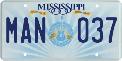 MS license plate MAN037