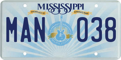 MS license plate MAN038