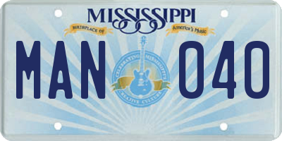 MS license plate MAN040