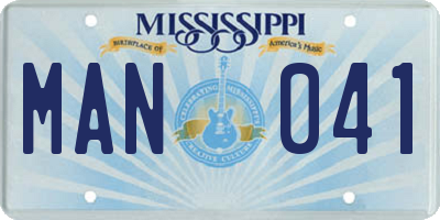 MS license plate MAN041