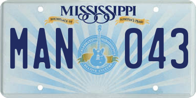 MS license plate MAN043