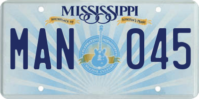 MS license plate MAN045
