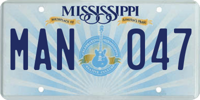 MS license plate MAN047