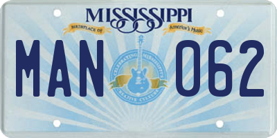 MS license plate MAN062