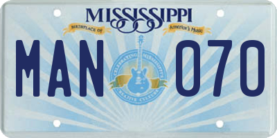 MS license plate MAN070