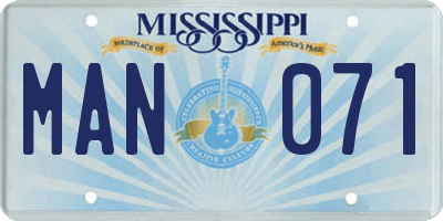 MS license plate MAN071