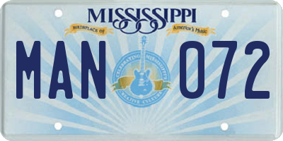 MS license plate MAN072