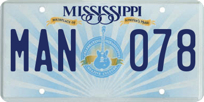 MS license plate MAN078