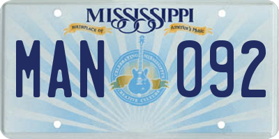 MS license plate MAN092