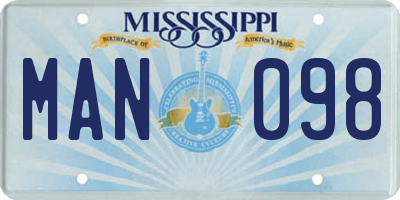 MS license plate MAN098