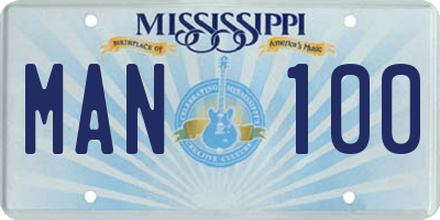 MS license plate MAN100