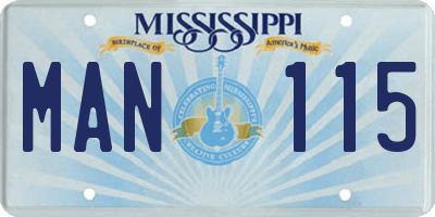 MS license plate MAN115