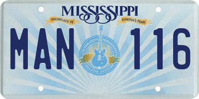 MS license plate MAN116
