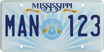 MS license plate MAN123