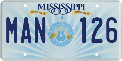 MS license plate MAN126