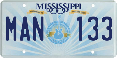 MS license plate MAN133