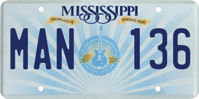 MS license plate MAN136