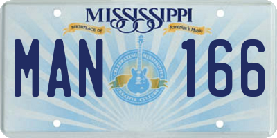 MS license plate MAN166