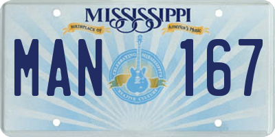 MS license plate MAN167