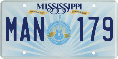 MS license plate MAN179