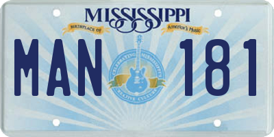 MS license plate MAN181