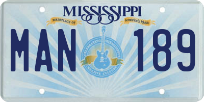 MS license plate MAN189