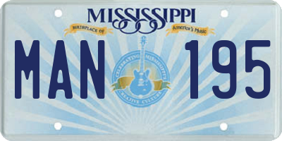 MS license plate MAN195