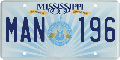 MS license plate MAN196