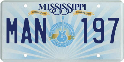 MS license plate MAN197