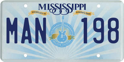 MS license plate MAN198
