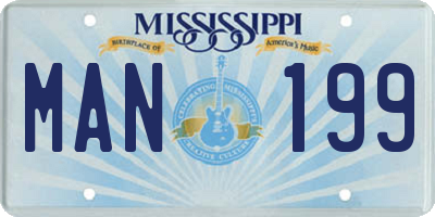 MS license plate MAN199