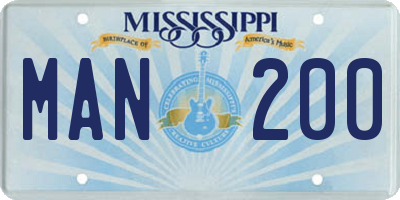 MS license plate MAN200