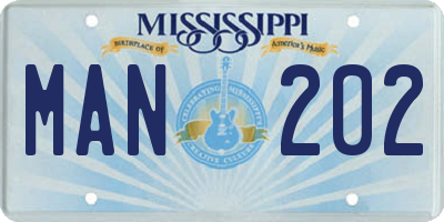 MS license plate MAN202
