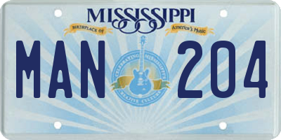 MS license plate MAN204