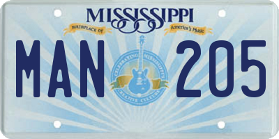 MS license plate MAN205