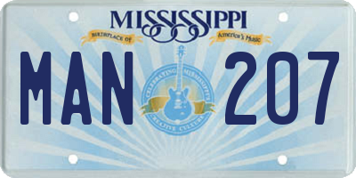 MS license plate MAN207