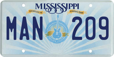 MS license plate MAN209