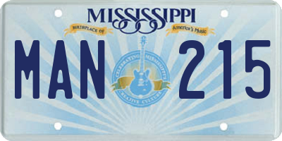 MS license plate MAN215