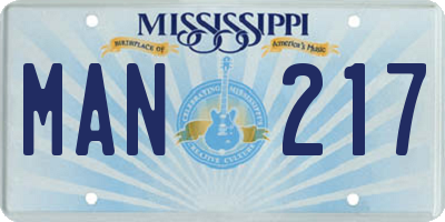 MS license plate MAN217