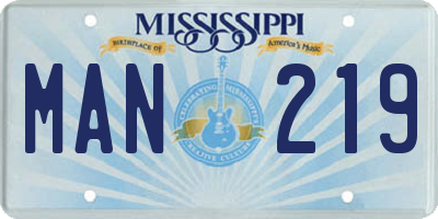 MS license plate MAN219